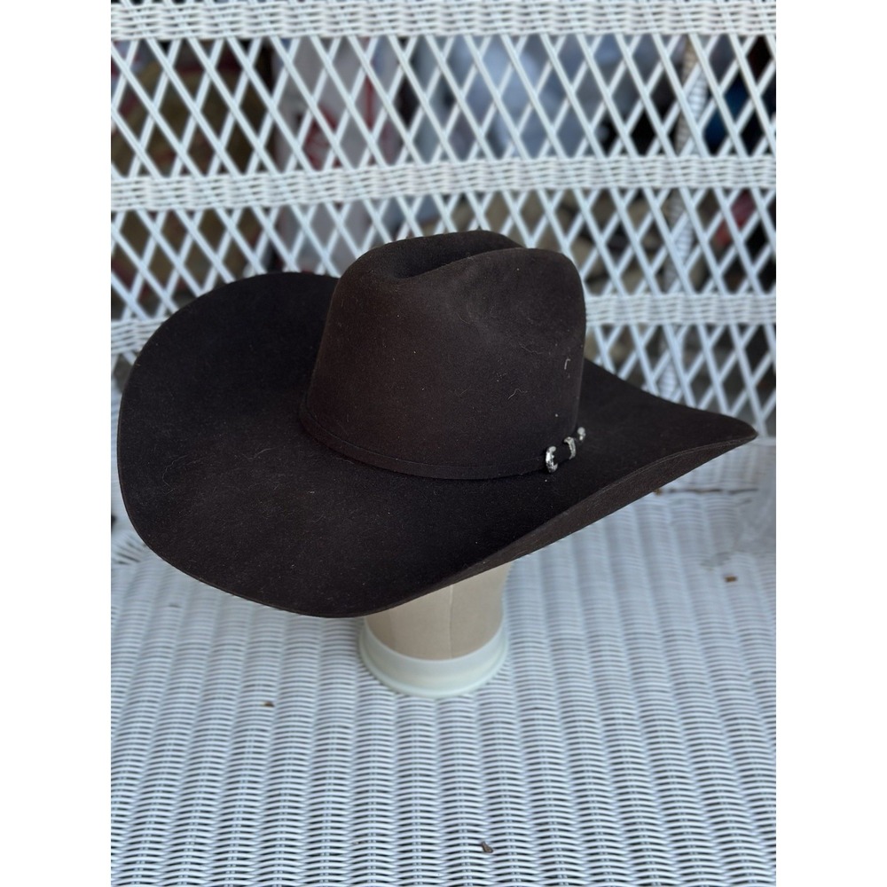 Stetson High Noon 5X Pure Fur Felt Chocolate Cowboy Hat Size 7 1/8 57 USA